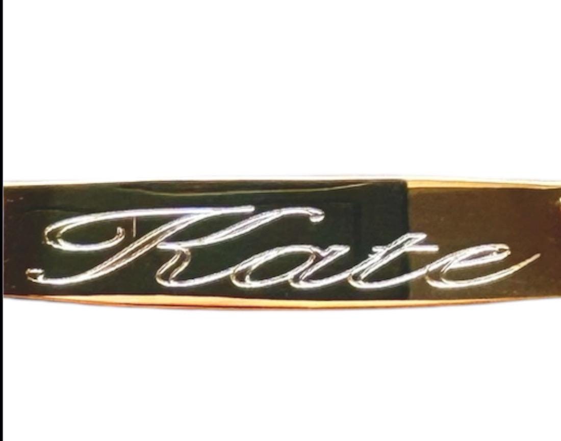 close picture of Personalized Baby Name Gold Bracelet – Nazar Protection Charms & Cursive Engraved Plate Jewellery - 24jewels