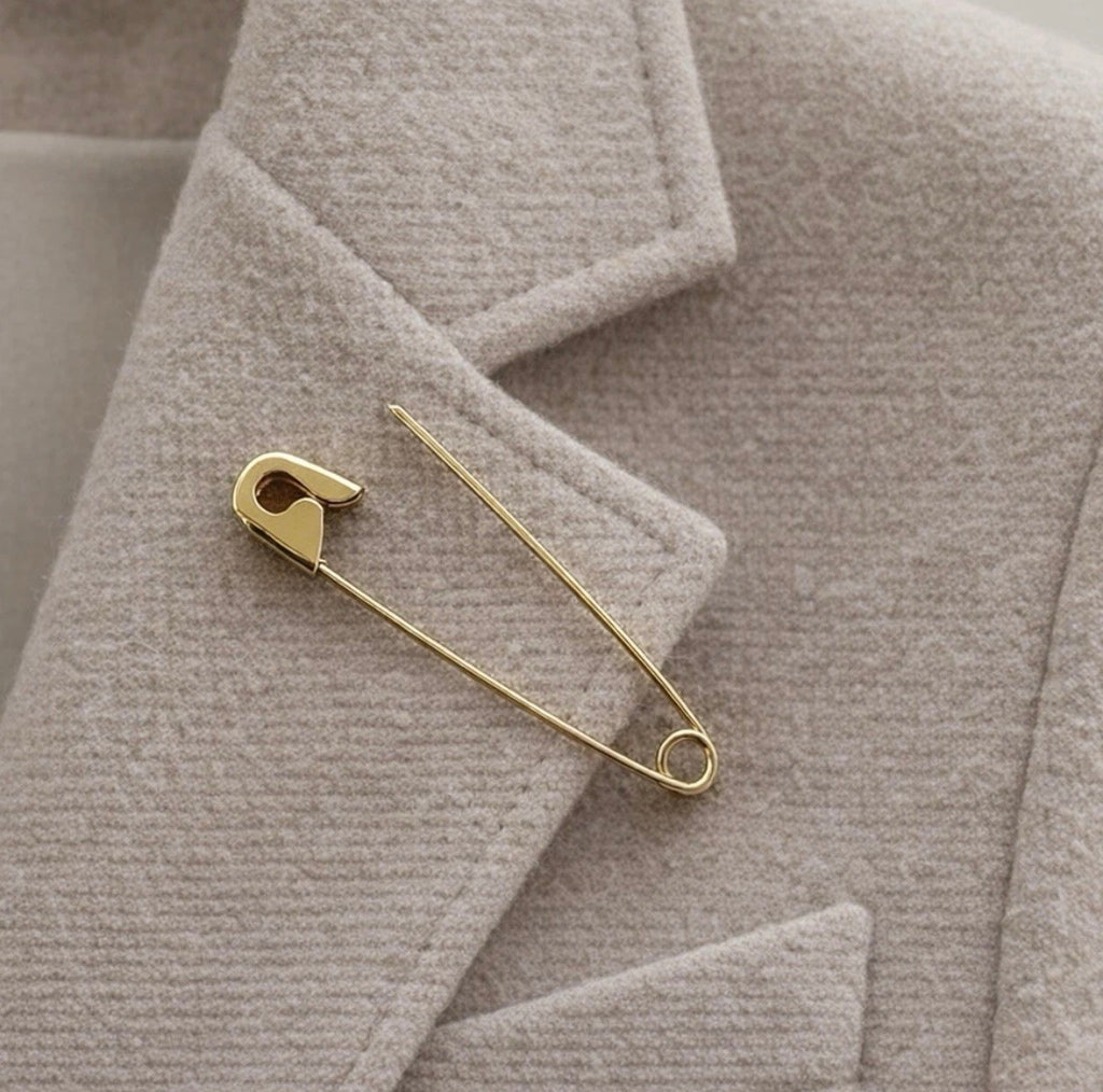 Gold Safety Pin Brooch-Minimal Elegant Accessory 1.25 Inches