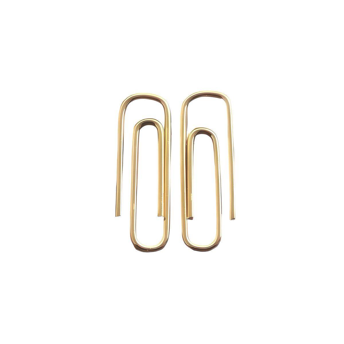 Pair Of Gold PaperClip Earrings On White Background - 24jewels