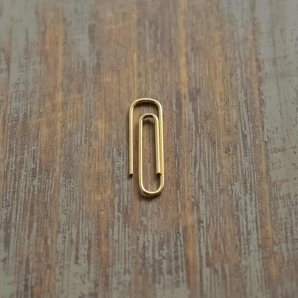 Gold Paperclip Handcrafted Earring 1” on wooden background - 24jewels