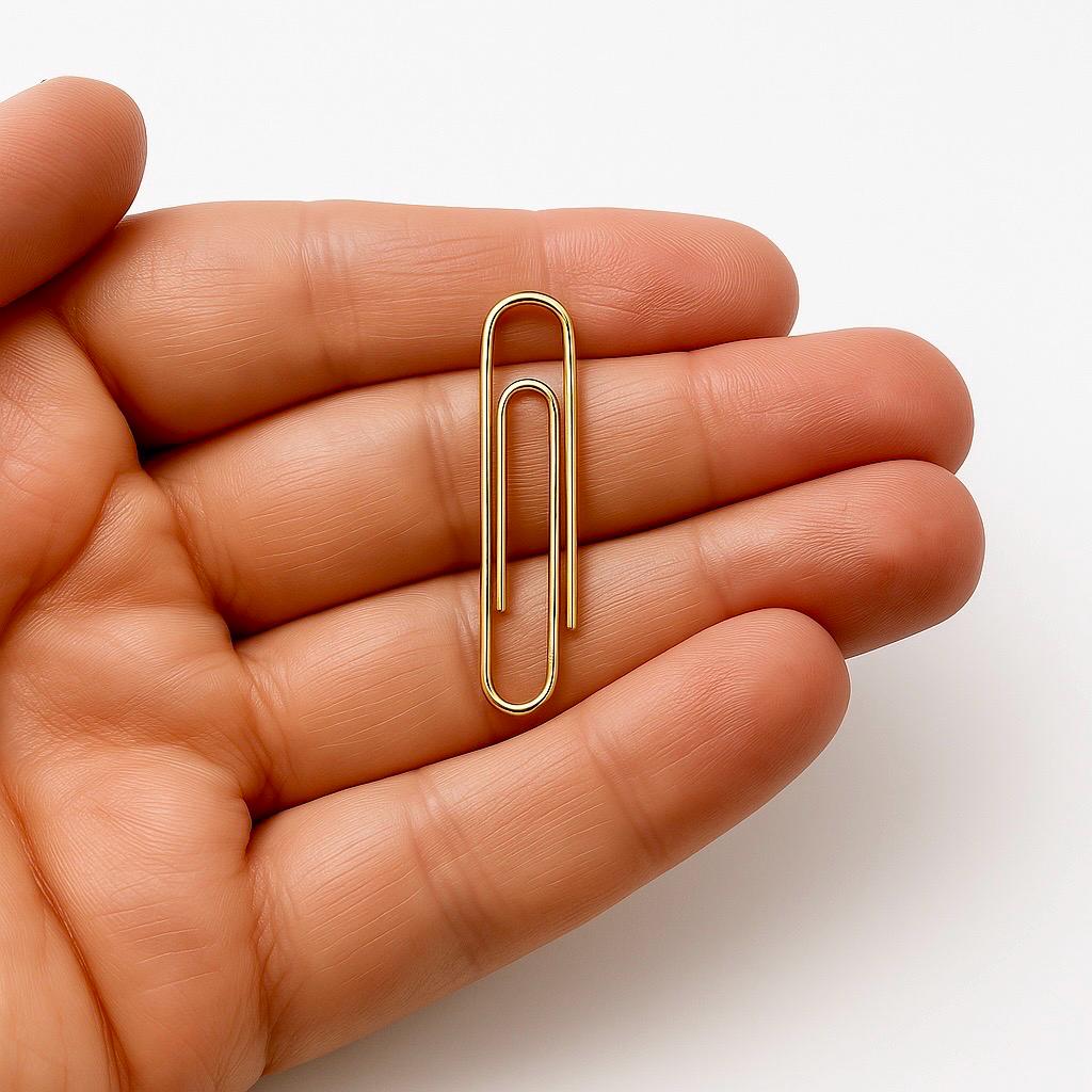 Gold Paper Clip Bookmark – 1.5” Minimalist Page Holder in a palm - 24jewels