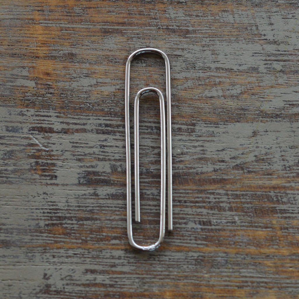 Sterling Silver Paper Clip Bookmark on a woodwn surface– 1.5” Minimalist Page Holder - 24jewels