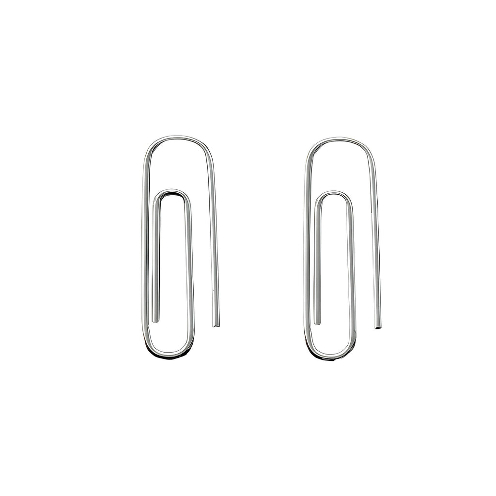 Sterling Silver PaperClips Earrings 1 Inch on white background - 24jewels