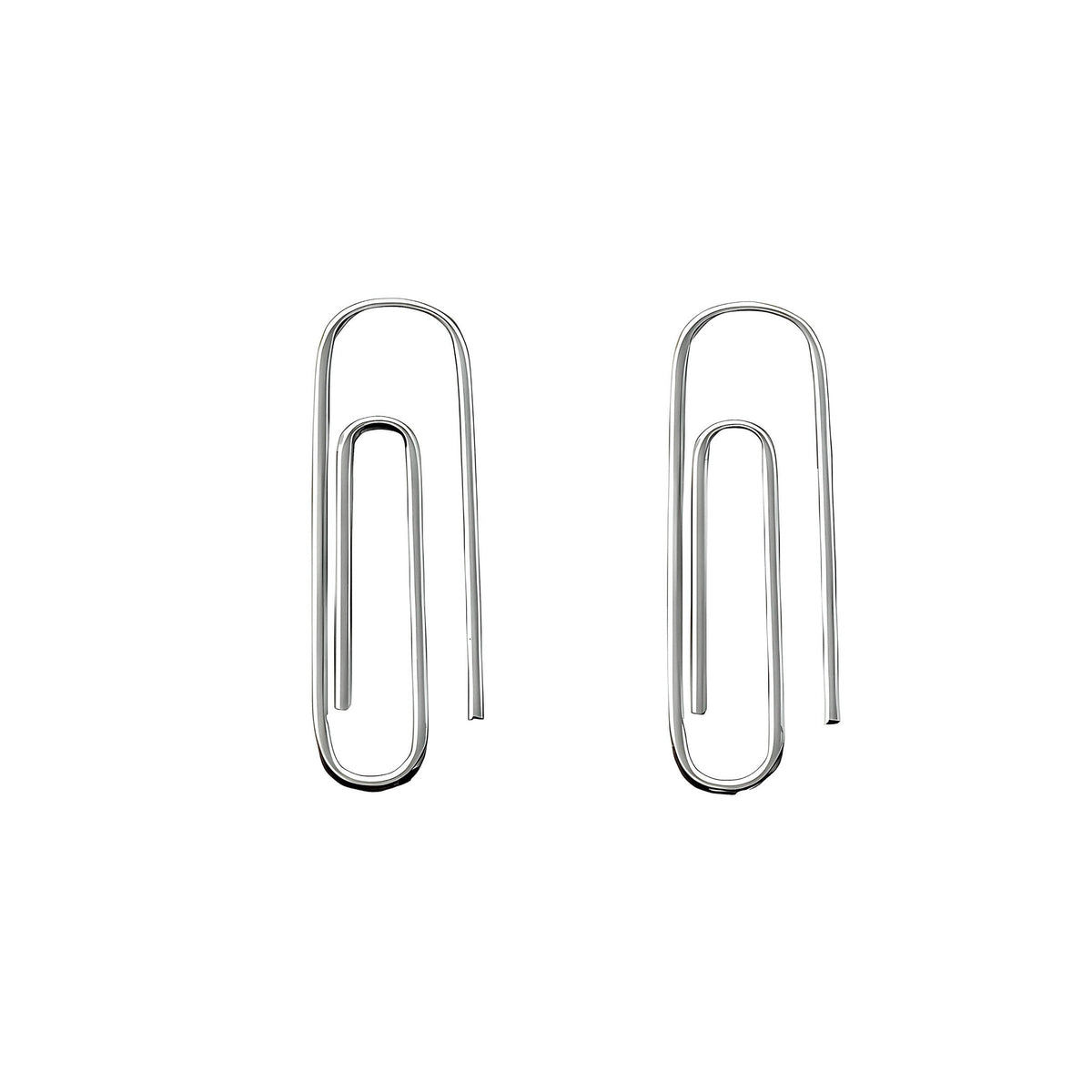 Sterling Silver PaperClips Earrings 1 Inch on white background - 24jewels