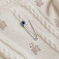 Sterling Silver Safety Pin Evil Eye Baby Protection Brooch Gold on a soft baby cloth  - 24jewels