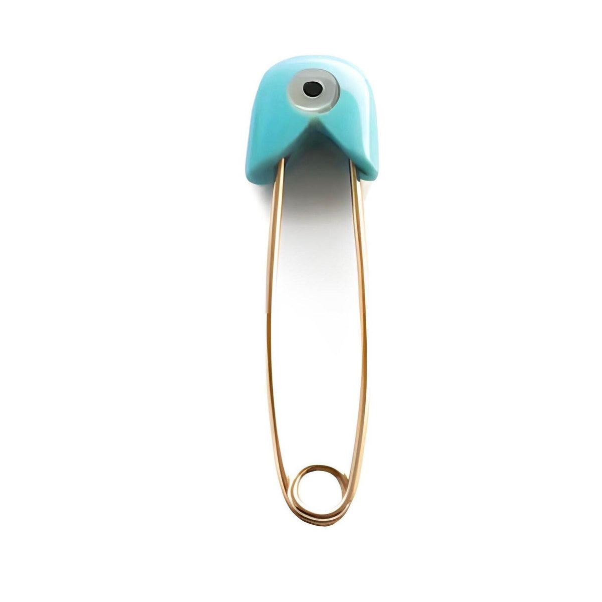 Sterling Silver Turquoise Evil Eye Baby Pin - Protection Infant Brooch  in white background - 24jewels