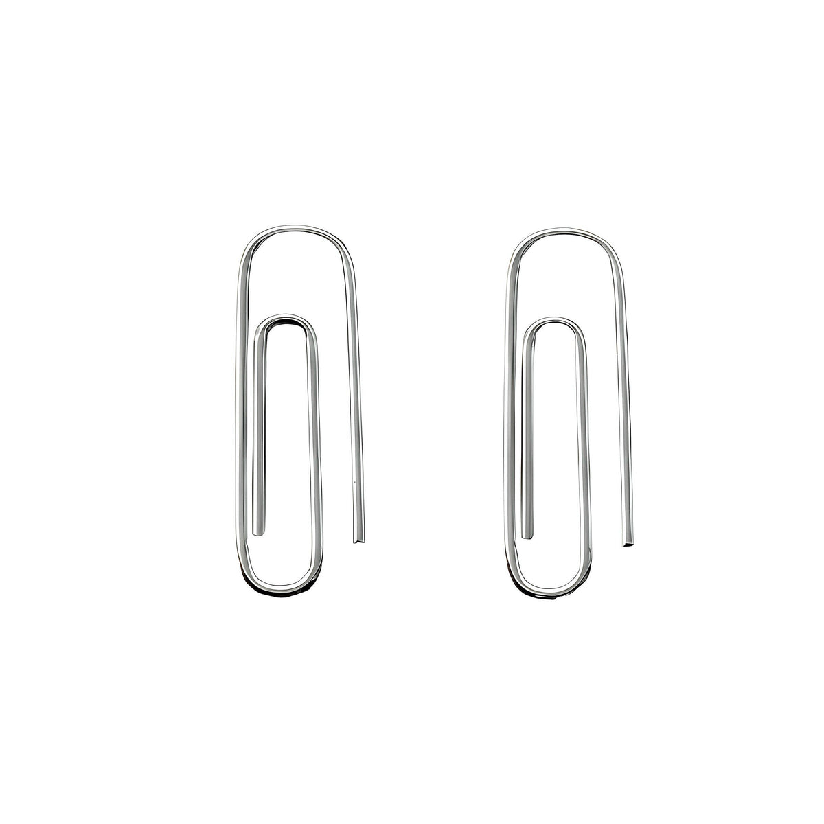 Pair of White Gold PaperClip Earrings - 24jewels