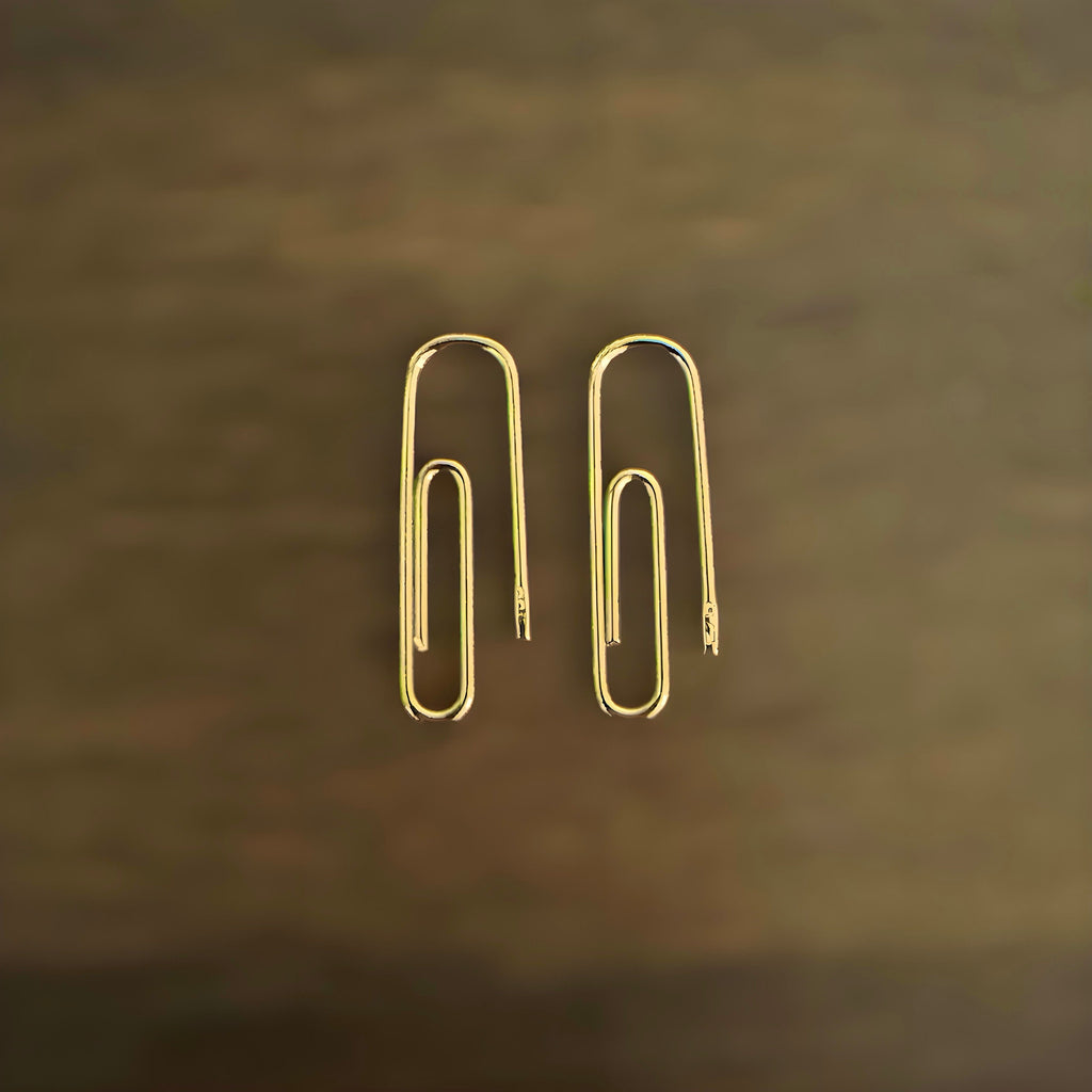 Gold PaperClip Earring 3/4 Inches - 24jewels