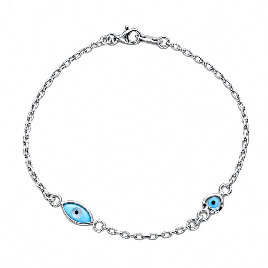Sterling Silver Evil Eye Chain Bracelet: Dainty Protection Jewelry for Women - 24jewels