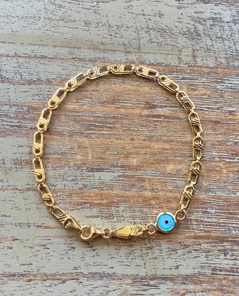 Gold Evil Eye Newborn Bracelet: Nazar Protection Jewelry for Infants - 24jewels