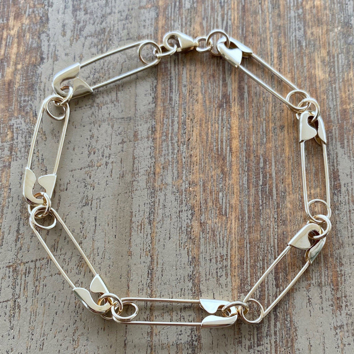 Sterling Silver Safety Pin Ankle Bracelet: Edgy Punk Goth Jewelry - 24jewels