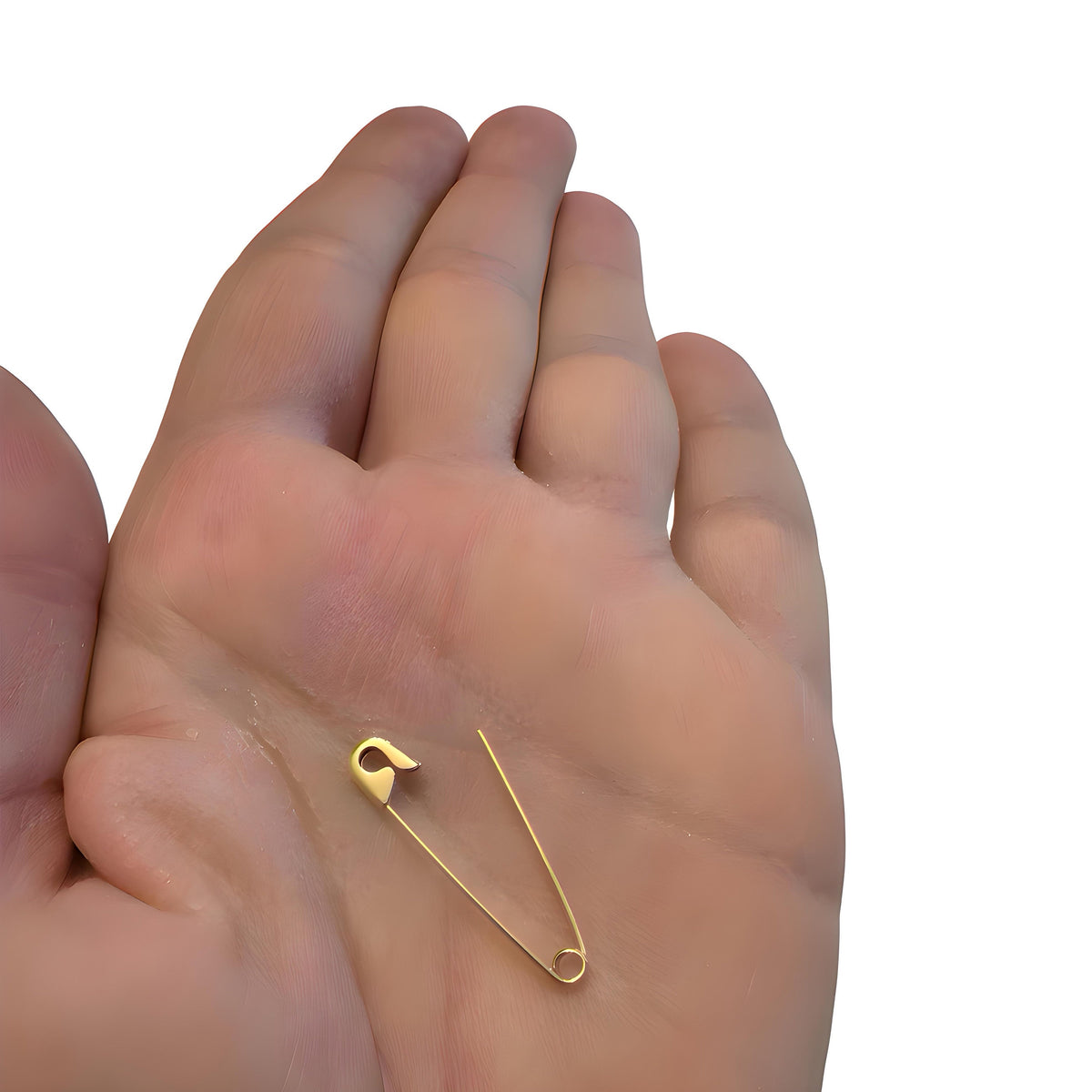 Gold Safety Pin Brooch : Minimalist Elegant Chain Connector Accessory 1.25'' - 24jewels