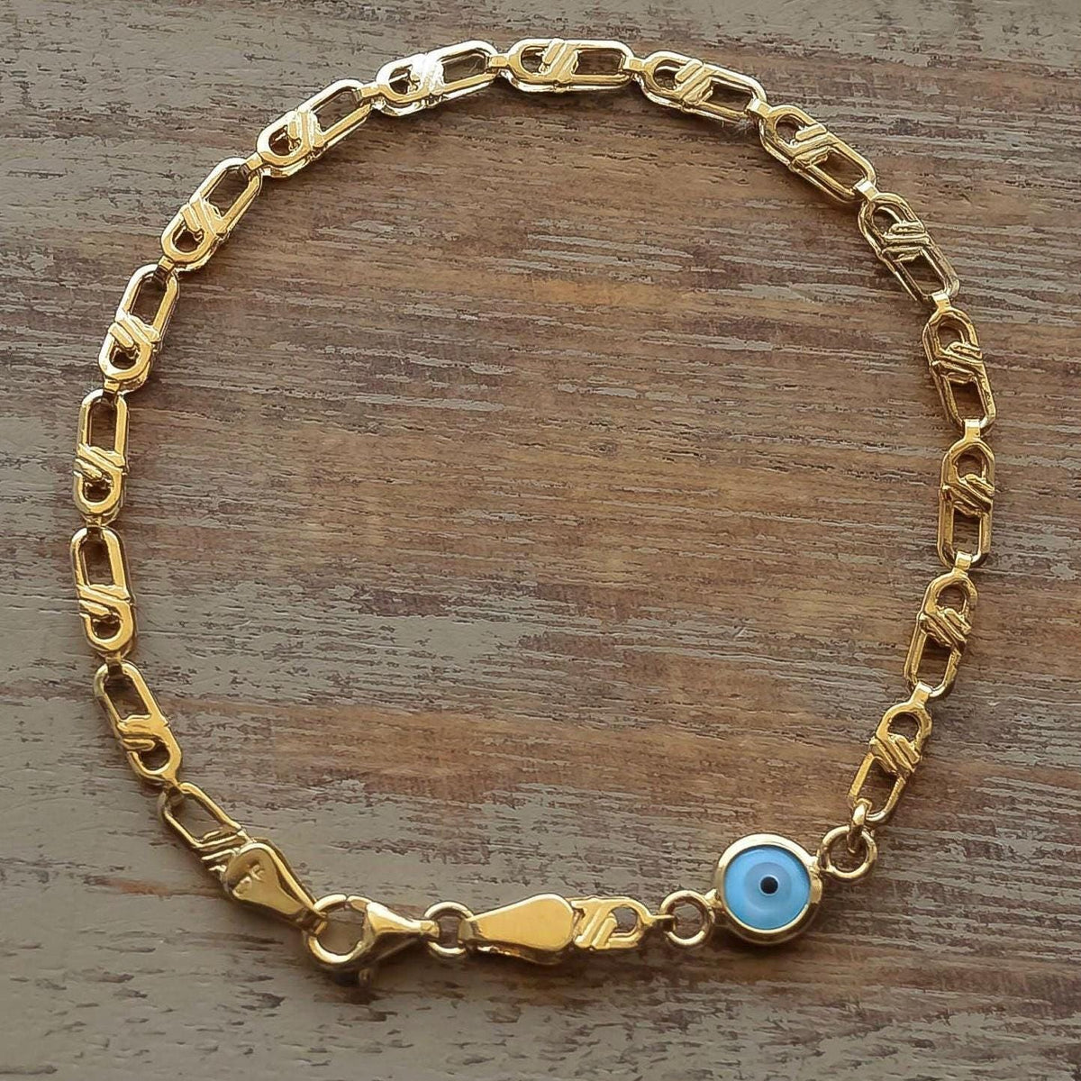 Silver Baby Bracelet with Evil Eye Charm - Delicate Protective Talisman - 24jewels