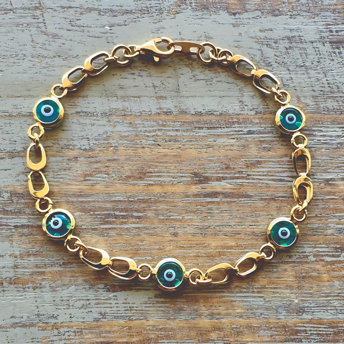 Sterling Silver Evil Eye Bracelet: Handmade Protection Jewelry Gold Plated - 24jewels