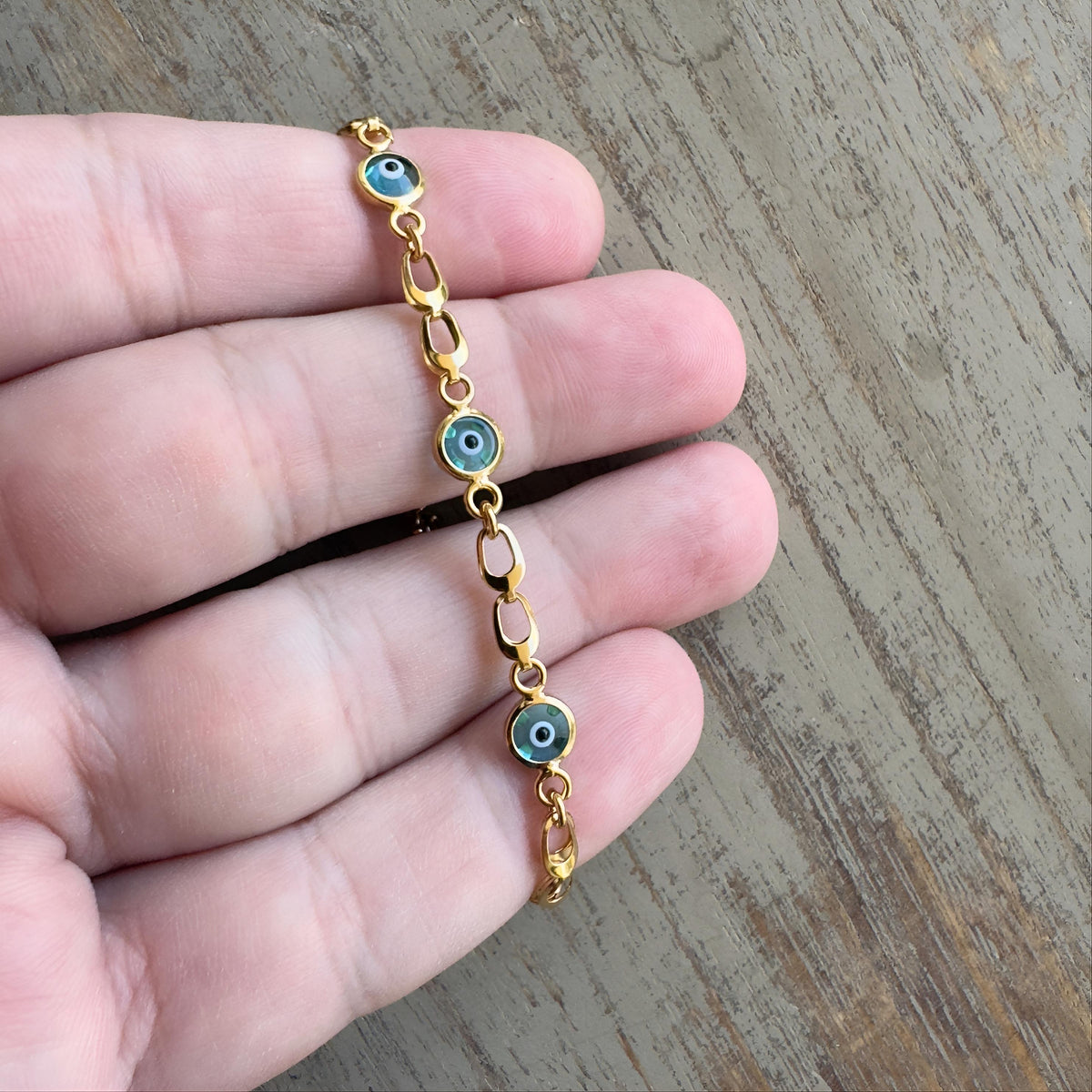 Sterling Silver Evil Eye Bracelet: Handmade Protection Jewelry Gold Plated - 24jewels