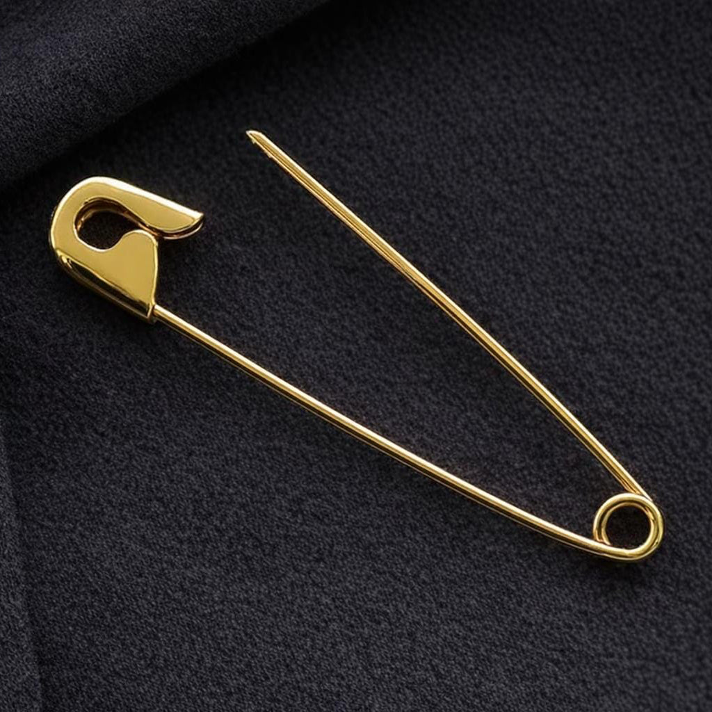 Gold Safety Pin Brooch: Elegant Minimalist Modern Statement Jewelry (1.25") - 24jewels