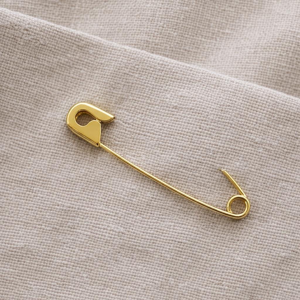 Gold Safety Pin Brooch : Minimalist Elegant Chain Connector Accessory 1.25'' - 24jewels