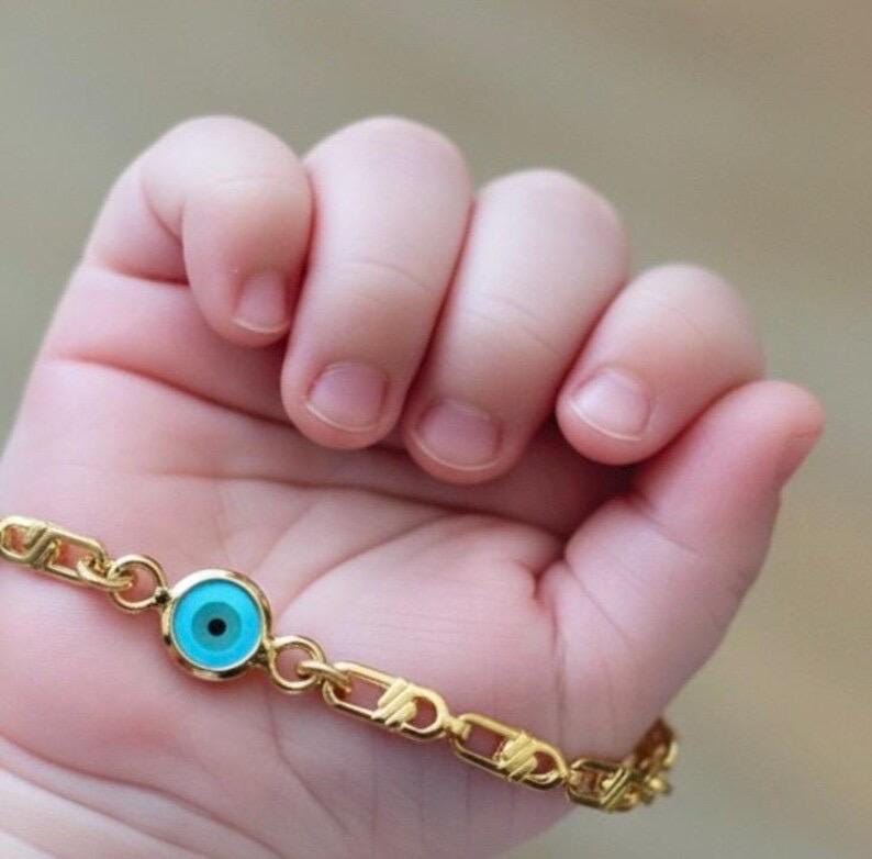 Gold Evil Eye Newborn Bracelet: Nazar Protection Jewelry for Infants - 24jewels